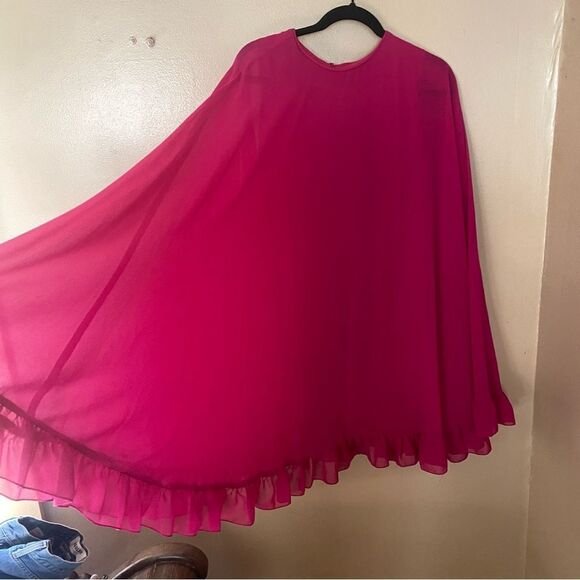 Mac Duggal High Neck Ruffle Hem Cape Mini Dress #55407 fuschia party wedding 10 - Picture 14 of 14
